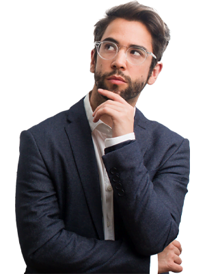 puzzled business man who is not sure about his marketing